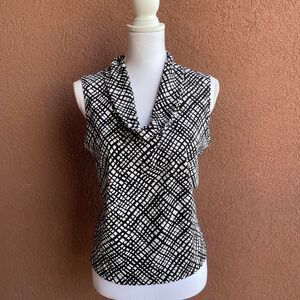 Y2K Black & White Cowl Neck Top